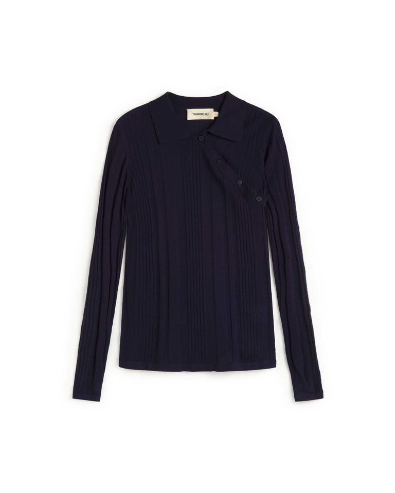 Top punto navy cashmere Dante sostenible silueta - 1