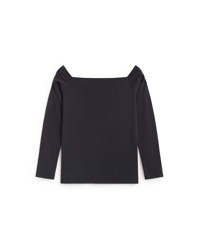 Top off shoulder negro Berta sostenible silueta - 1