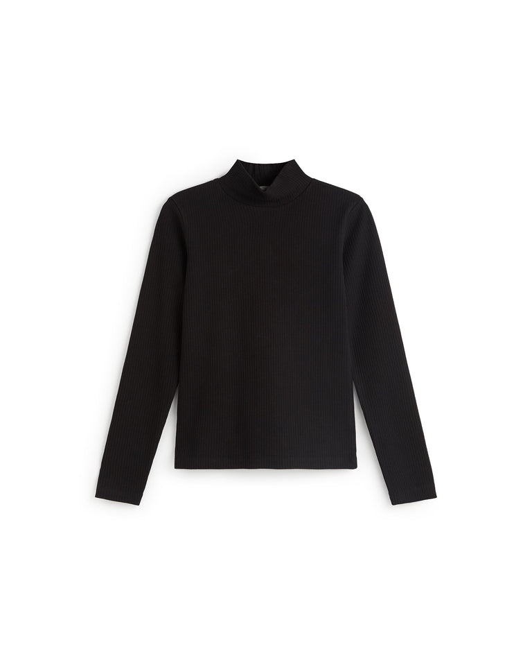 Top cuello alto rib negro Aine sostenible silueta - 1
