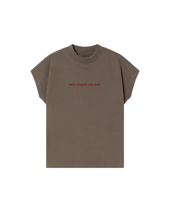 Camiseta gris Here comes the sun Volta sostenible - silueta 1