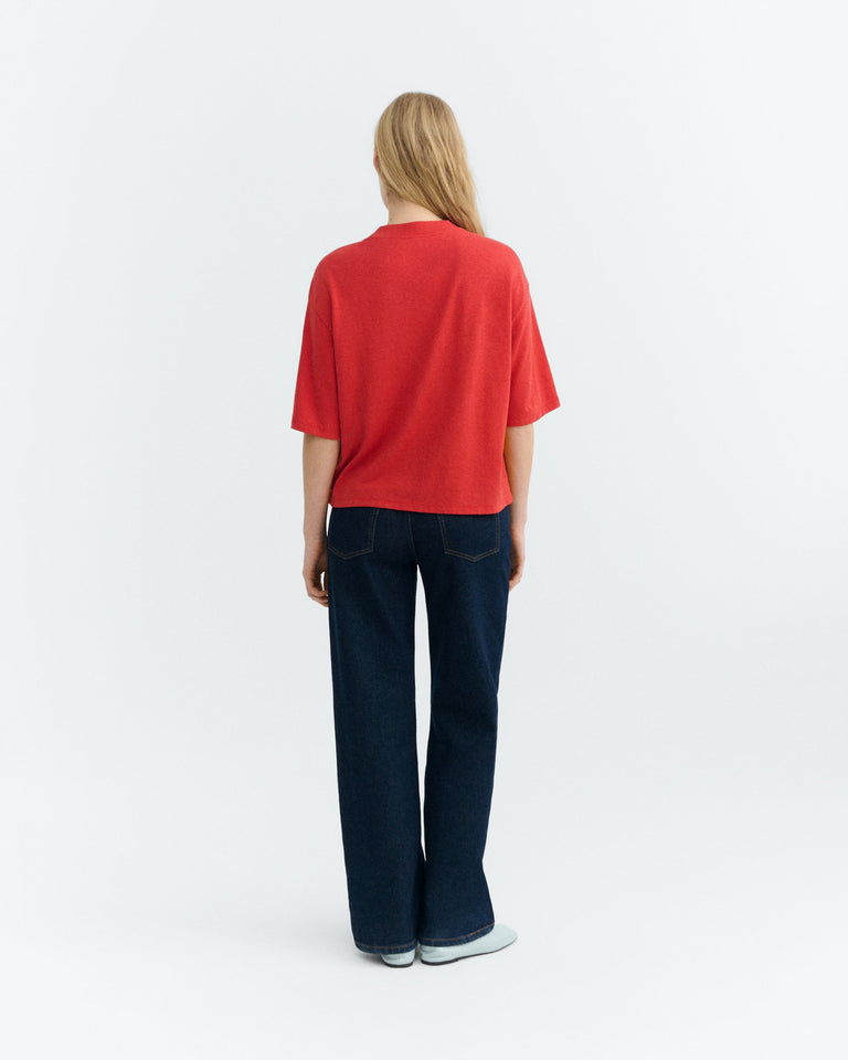 Camiseta oversize roja hemp Lena sostenible - 5