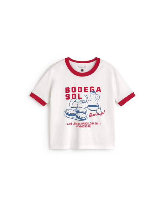 Camiseta contraste rojo bodega sol Zowie R sostenible silueta - 1