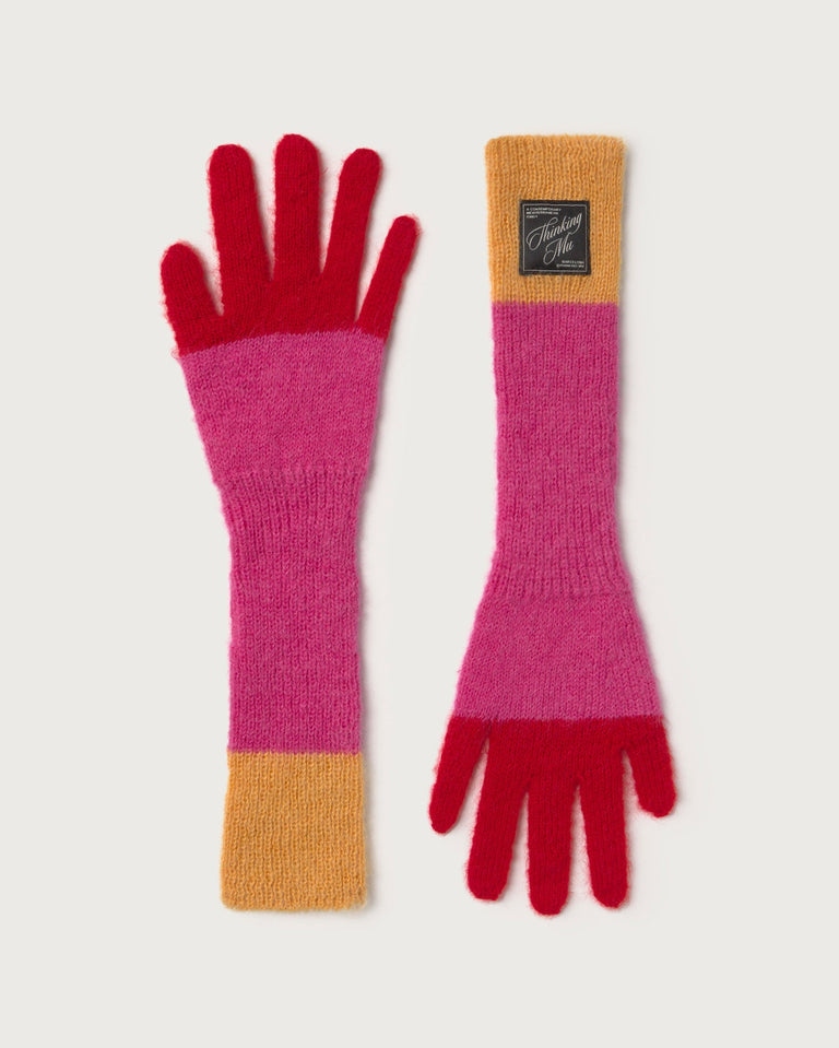 Guantes punto rosa mohair Maggie sostenible silueta - 1